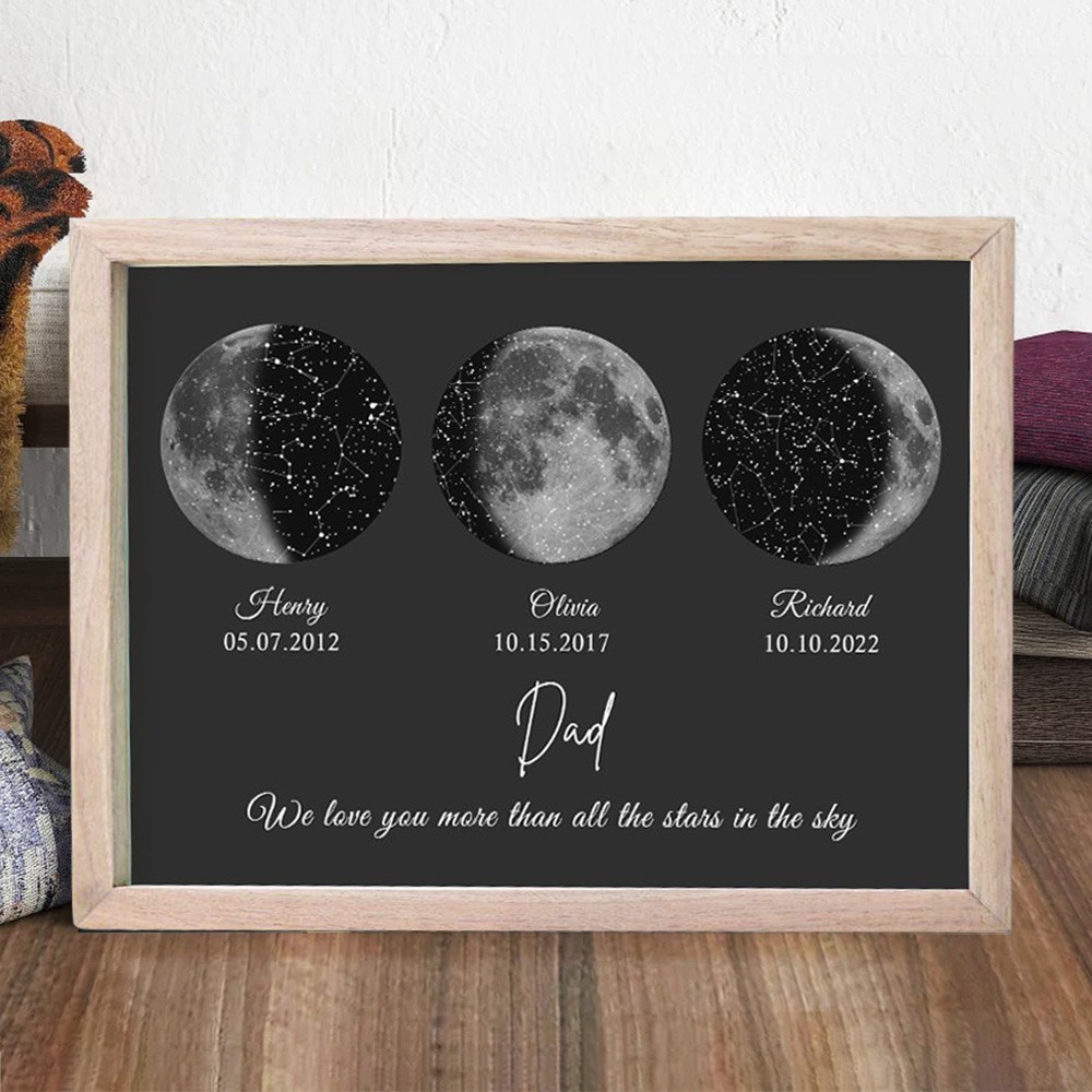 Personalized Dad We Love You More Than All The Stars In The Sky Moon Phase Frame Father's Day Gift Ideas