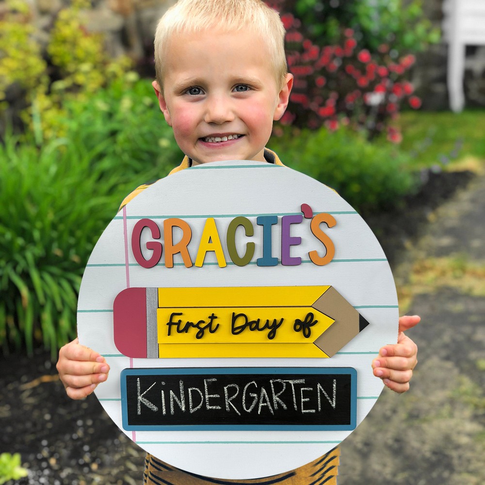 Custom Wooden First Day of School Kindergarden Sign With Handwriting Blank Chalkboard Unique Gifts For Kids