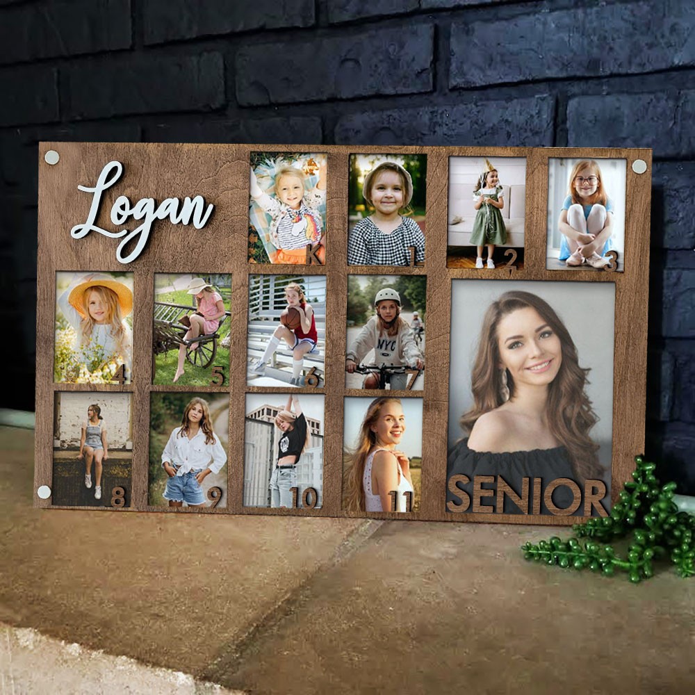 Personalized Wooden Back to School Gifts Custom K-12 School Years Photo Frame Sign Perfect Gifts For Kids