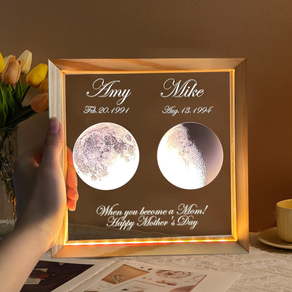 Custom Moon Phase Photo Lamp With Date Meaningful Gifts For Mom Perfect Mother's Day Gift Ideas