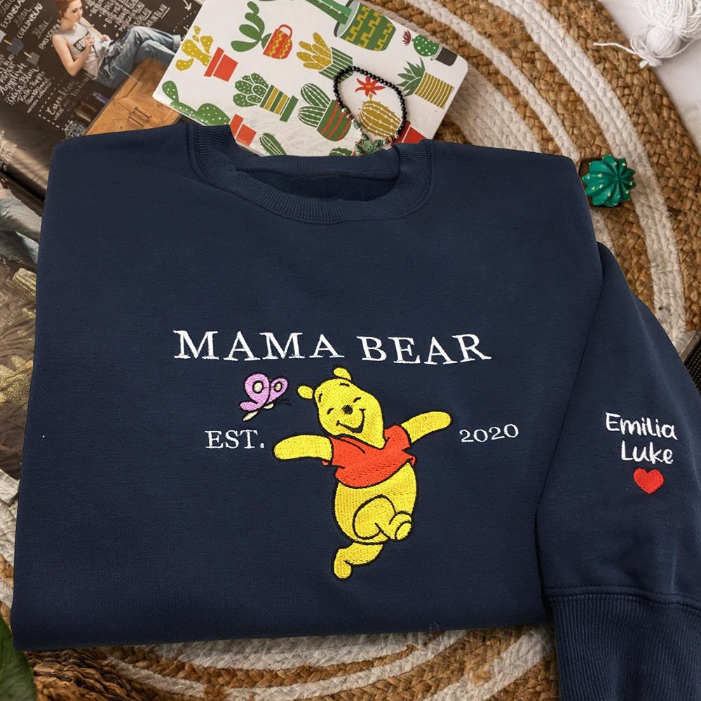 Personalized Embroidered Mama Bear Sweatshirt Hoodie With Date Family Gift For Mom Unique Christmas Gift Ideas