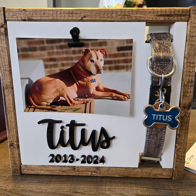 Personalized Dog Wood Frame with Pet Collar Holder Pet Sympathy Gift Keepsake Gift for Pet Lovers