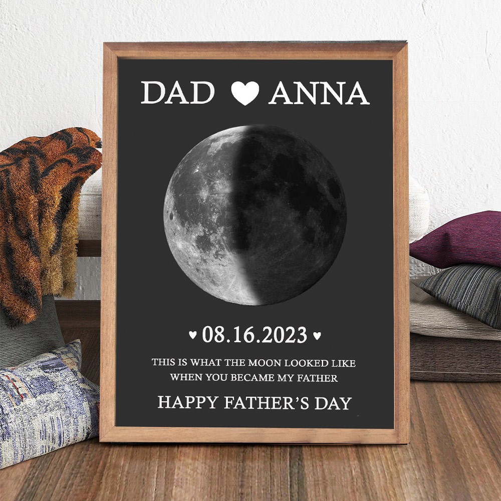 Custom Dad Moon Phase Frame Personalized Wooden Sign Unique Father's Day Gift Ideas