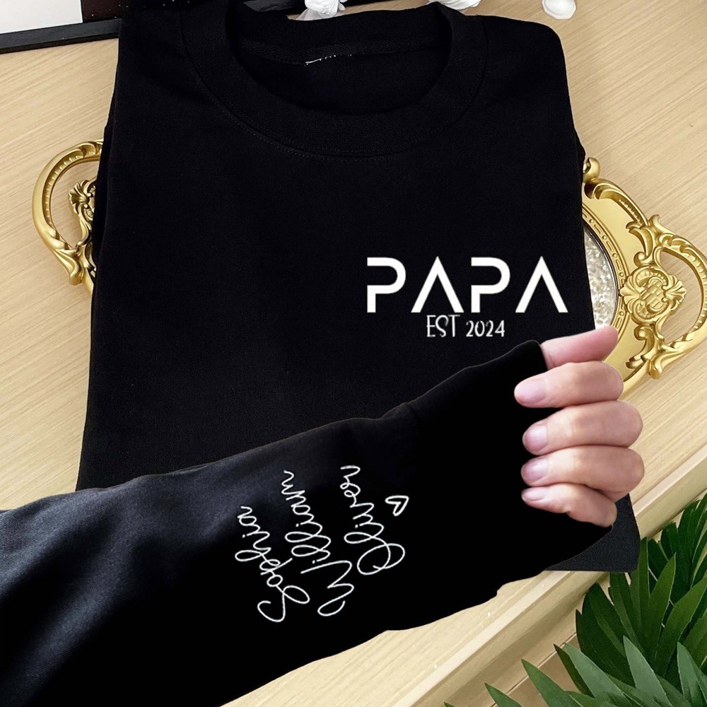 Custom Papa Embroidered Sweatshirt Hoodie T-shirt Keepsake Gift For Dad Perfect Father's Day Gift Ideas