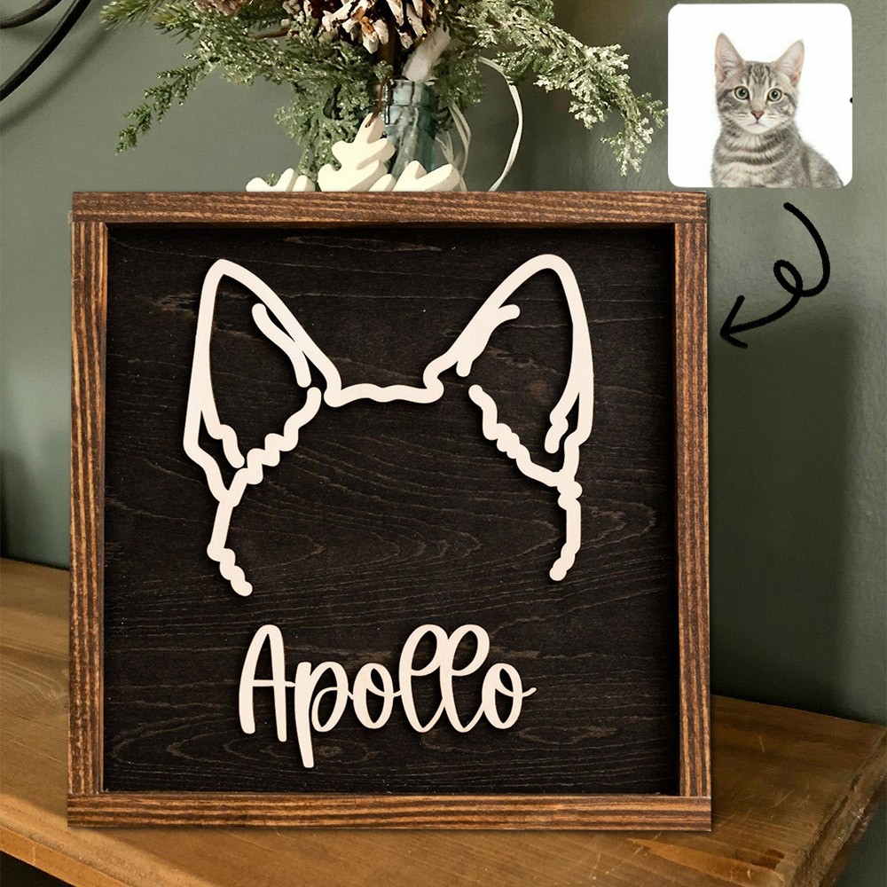 Personalized Dog Ear Framed Sign with Pet Name Memorial Gifts for Dog Lover Pet Loss Gift Christmas Gift