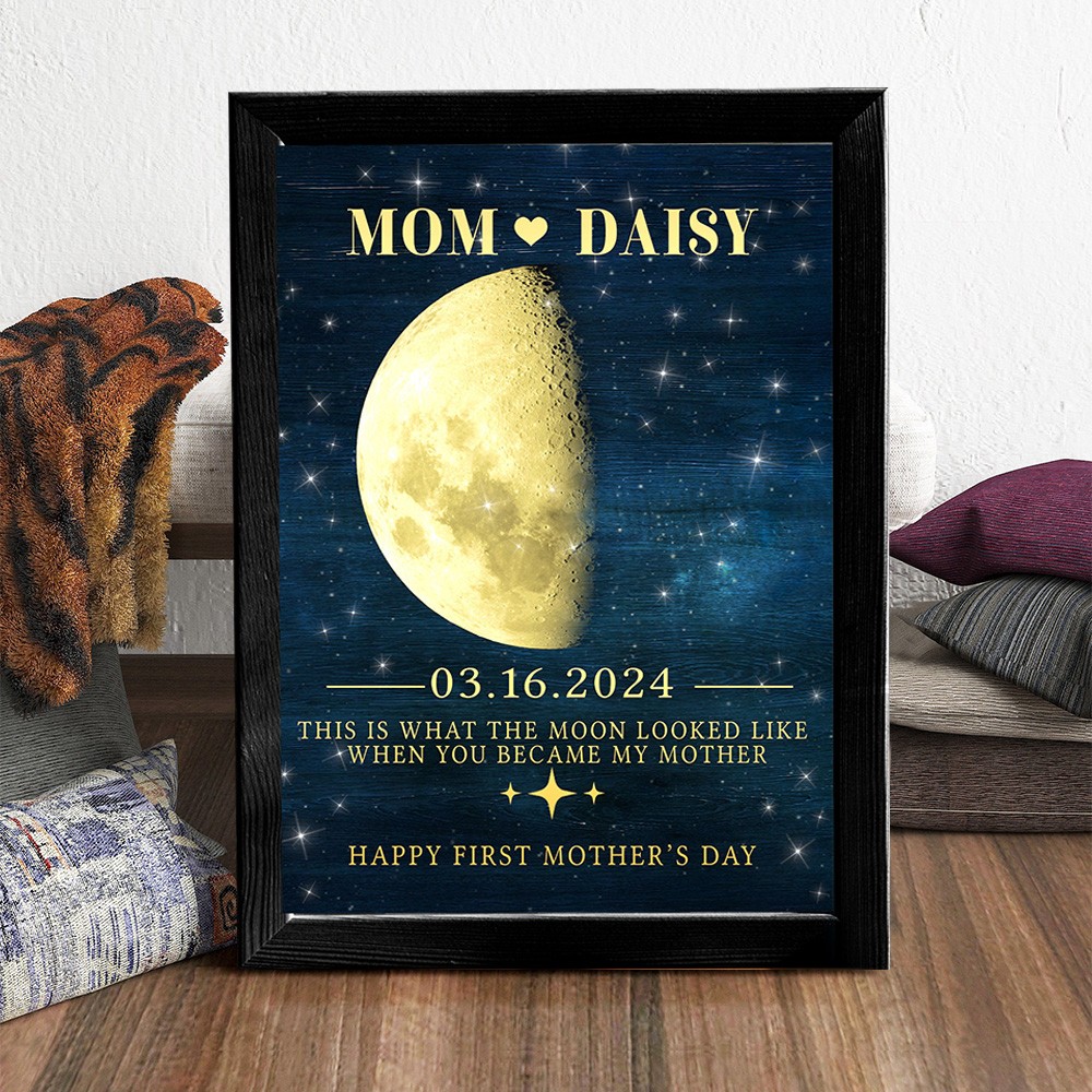 Custom Moon Phase Wood Frame Sign Keepsake Gifts for Mom Mother's Day Gift Ideas