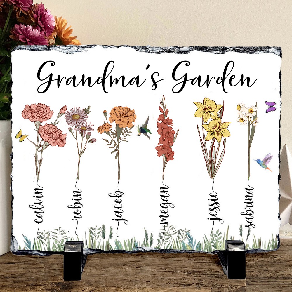 Personalized Grandma's Garden Birth Flower Plaque Family Sign Mother's Day Gift Ideas Meaningful Gift for Mom Grandma