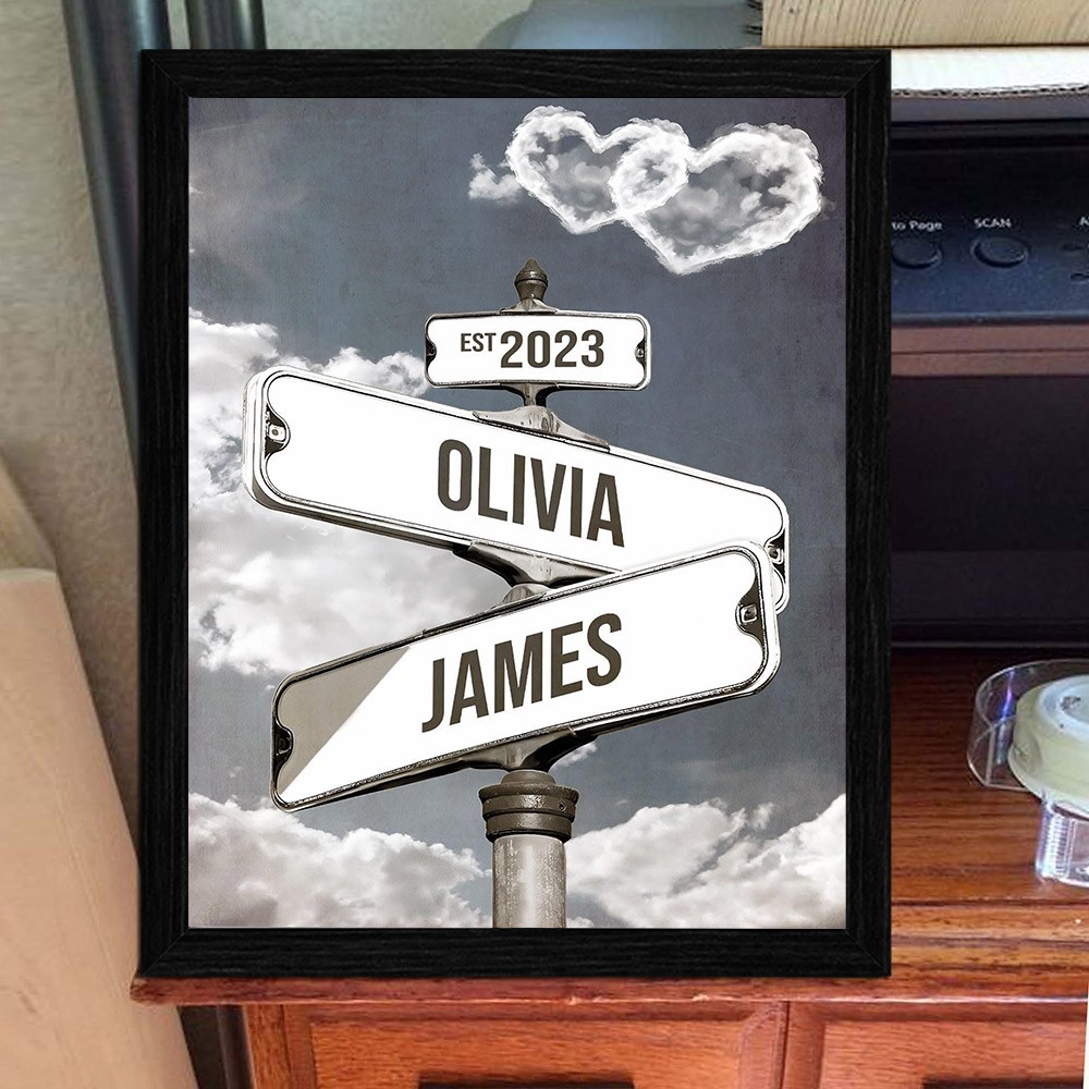 Personalized Date of Birth Vintage Street Sign with Names Gift for Couples Anniversary Gift Ideas