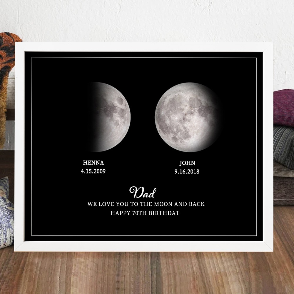 Custom Moon Phase Print Frame Unique Family Birthday Gift for Dad Father's Day Gift Ideas