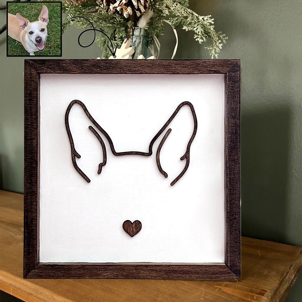 Personalized Dog Ear Outlines Frame Sign Pet Loss Memorial Gift Keepsake Gifts for Pet Lover