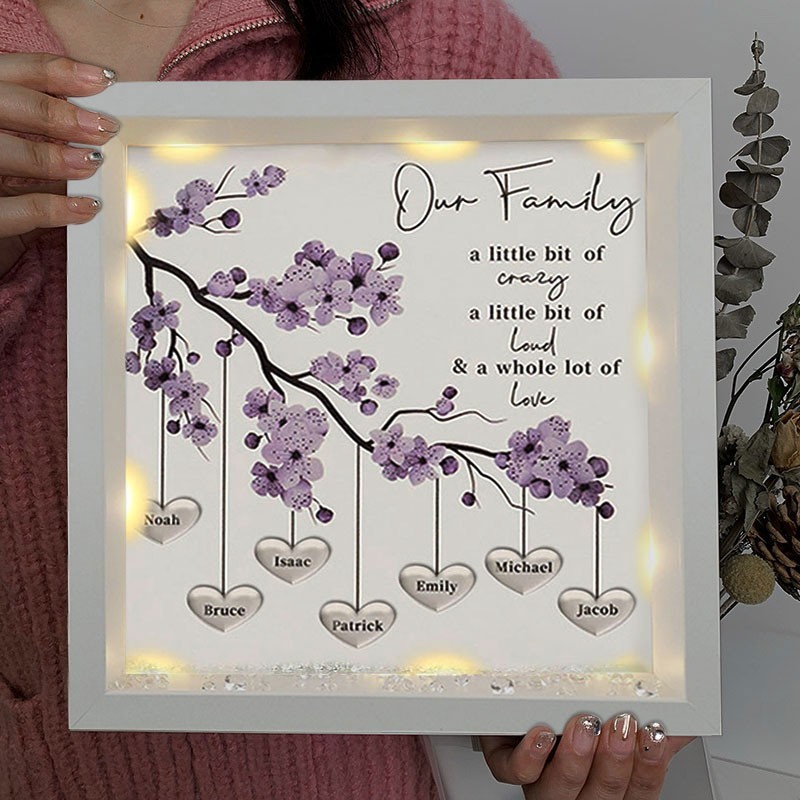 Personalized Family Tree Shadow Box Frame With Family Names
