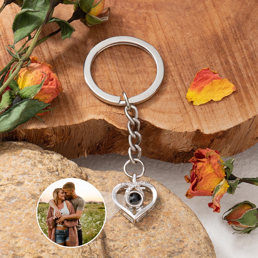 Personalized Memorial Photo Projection Keychain with Picture Inside Gifts for Husband Wife