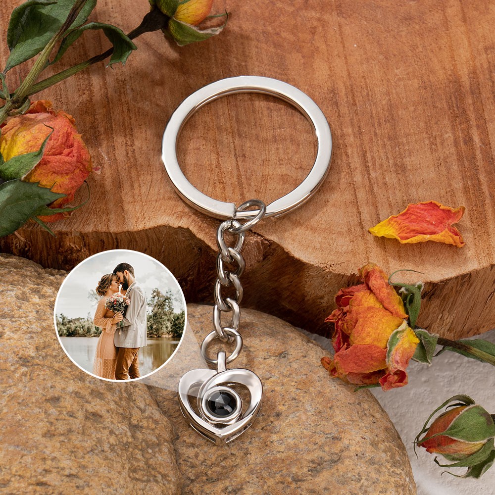 Personalized Memorial Photo Projection Keychain with Picture Inside Gifts for Her