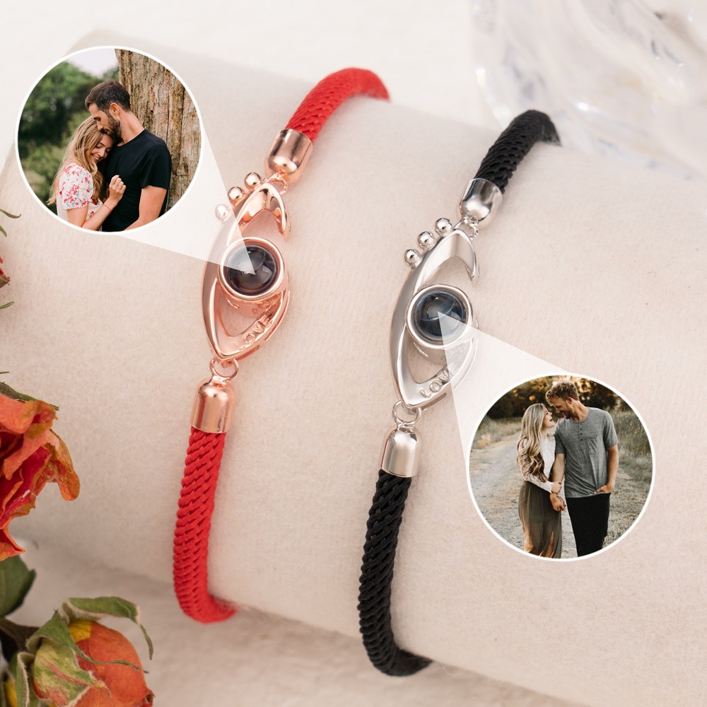 Personalized Memorial Photo Projection Bracelet Gift for Couple Wedding Anniversary Birthday