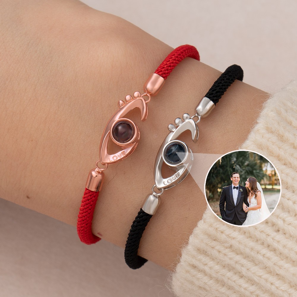 Personalized Memorial Rope Photo Projection Bracelet Valentine's Day Gift for Couple