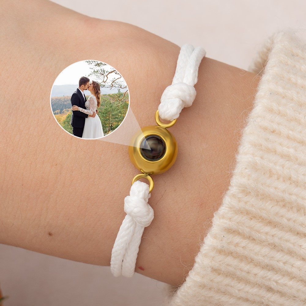 Personalized Rope Photo Projection Bracelet Unique Anniversary Gifts For Husband Wife