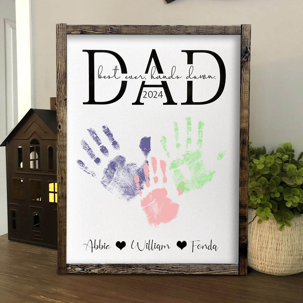 Personalized Best Dad Ever DIY Handprint Wood Sign Father's Day Gifts