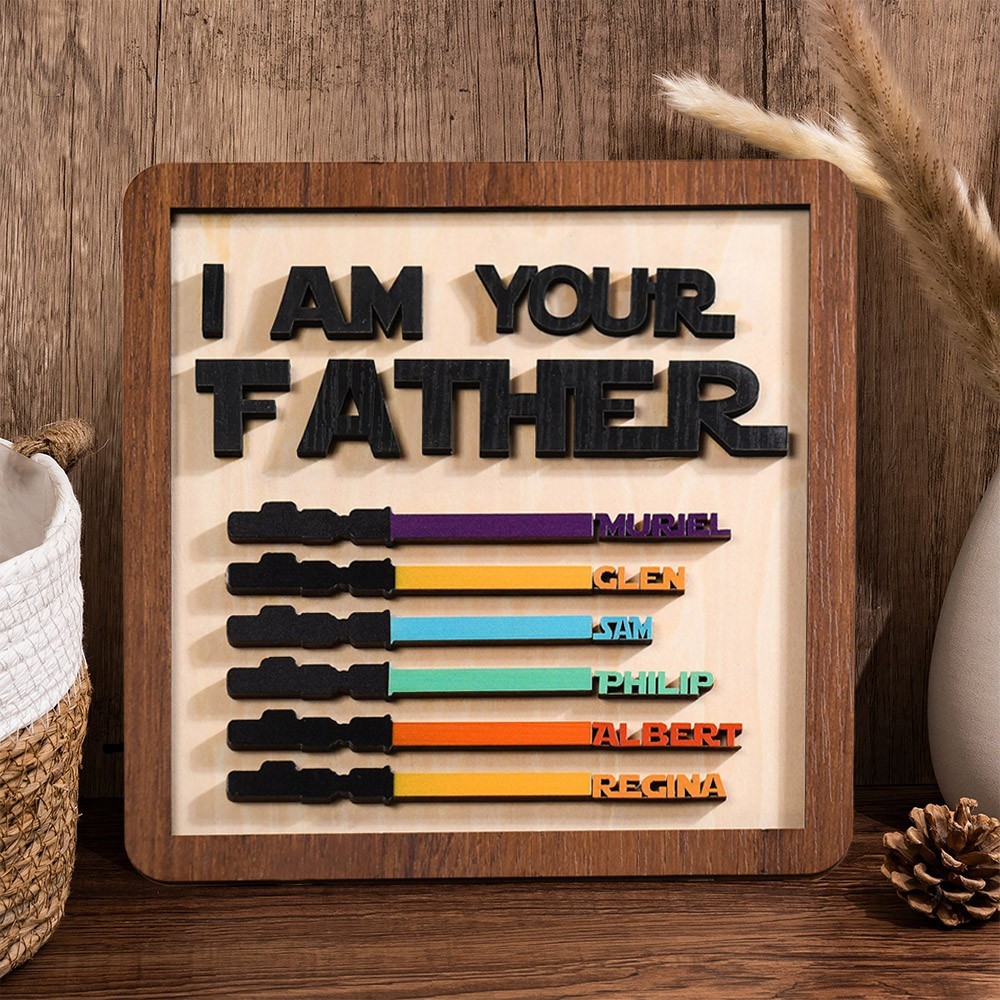 Personalized I Am Your Father Wooden Lightsaber Sign Keepsake for Dad