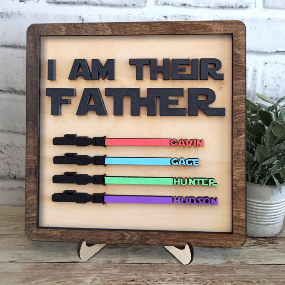 Personalized I Am Their Father Wooden Handmade Lightsaber Sign