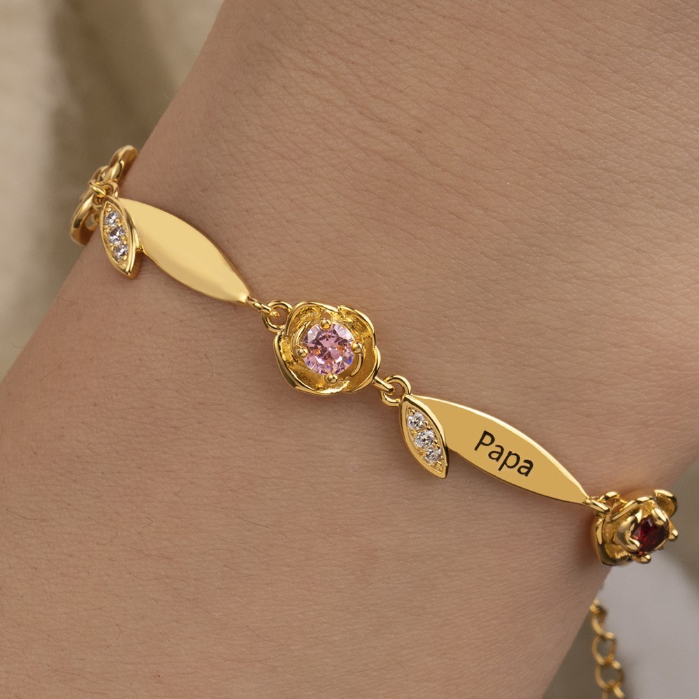 Personalized Name Bracelet with Birthstone Mother's Day Gift