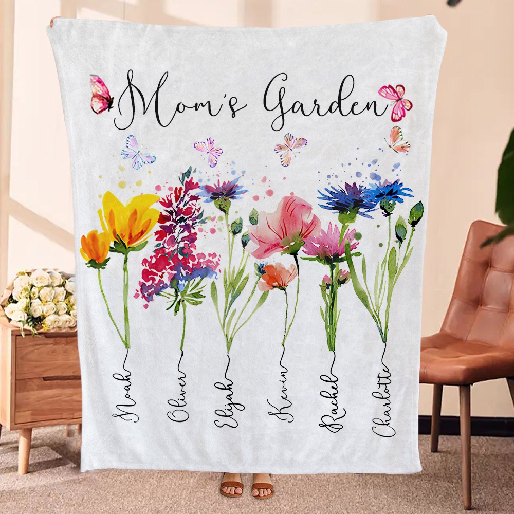 Personalized Birth Flower Blanket for Mom