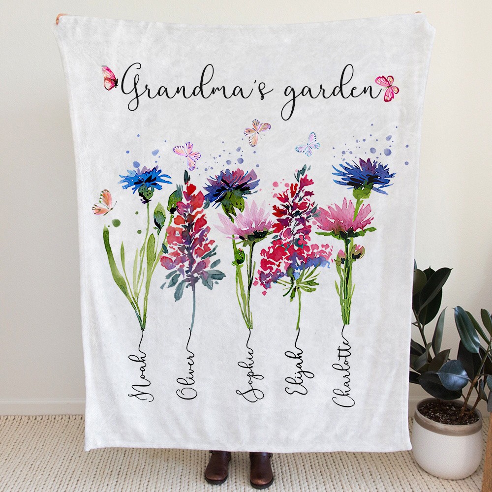 Personalized Grandma's Garden Birth Flower Blanket