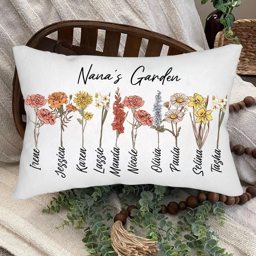 Personalized Nana's Garden Birth Flower Pillow