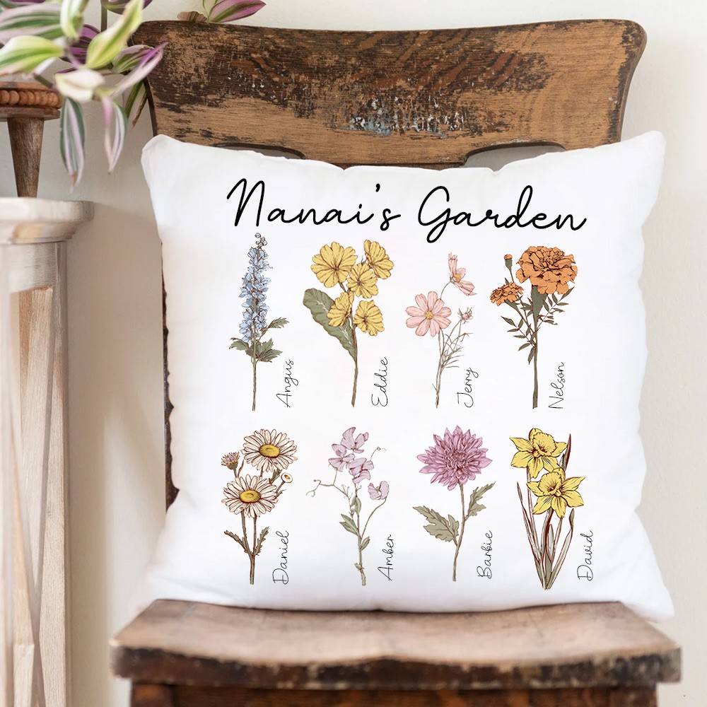 Personalized Birth Month Flower Pillow for Mom