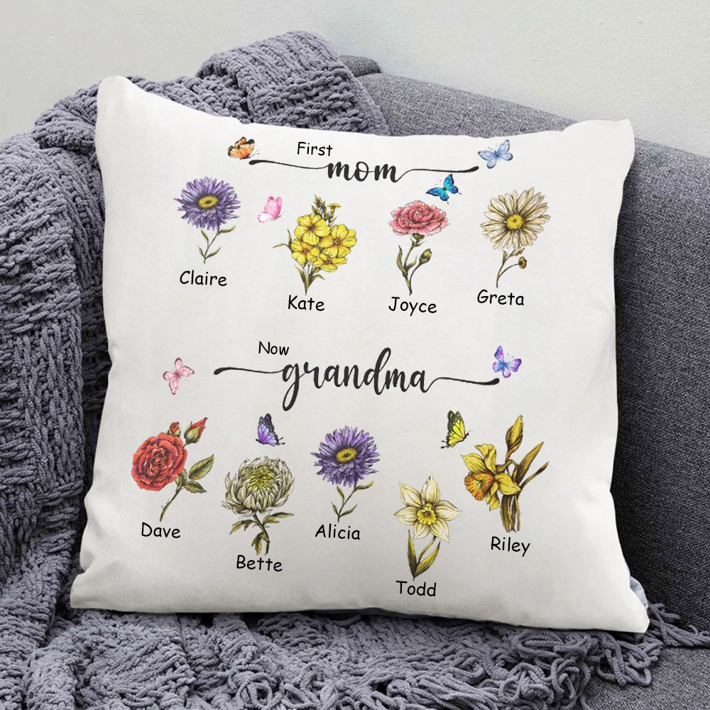 Personalized Birth Flower Pillow for Her