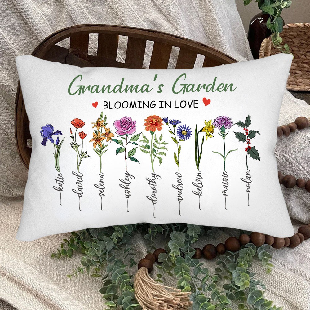 Personalized Blooming in Love Birth Flower Pillow