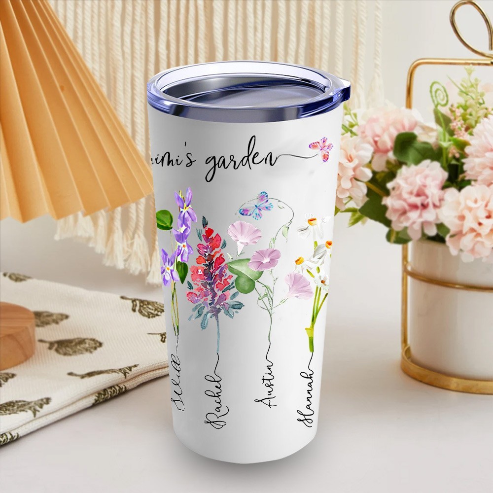 Personalized Grandma's Garden Birth Flower Tumbler