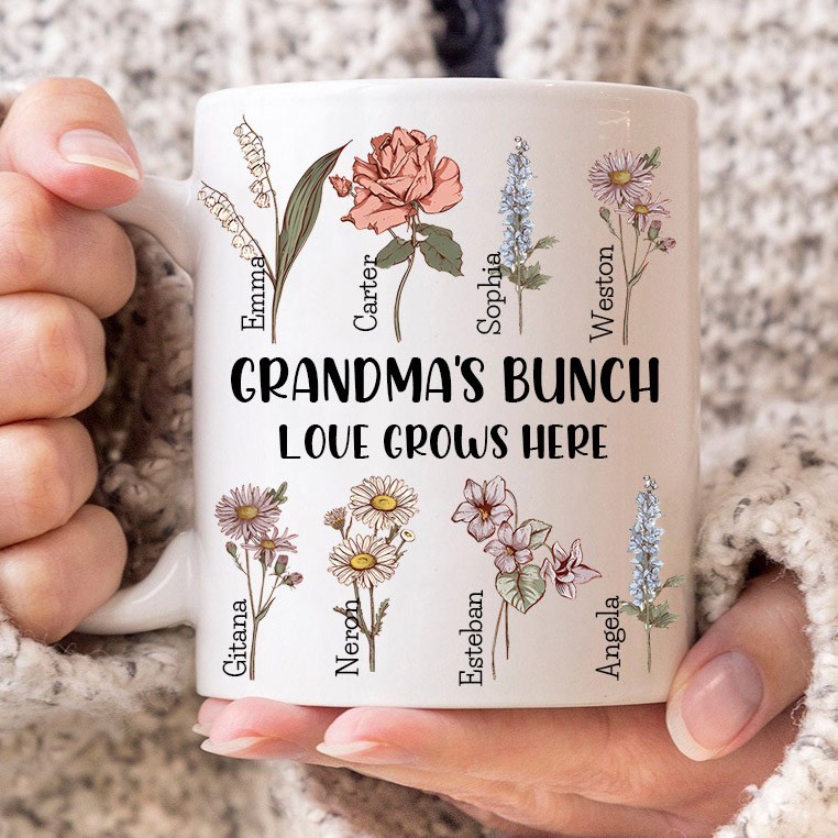 Personalized Birth Flower Mug Gift for Grandma for Grandma 