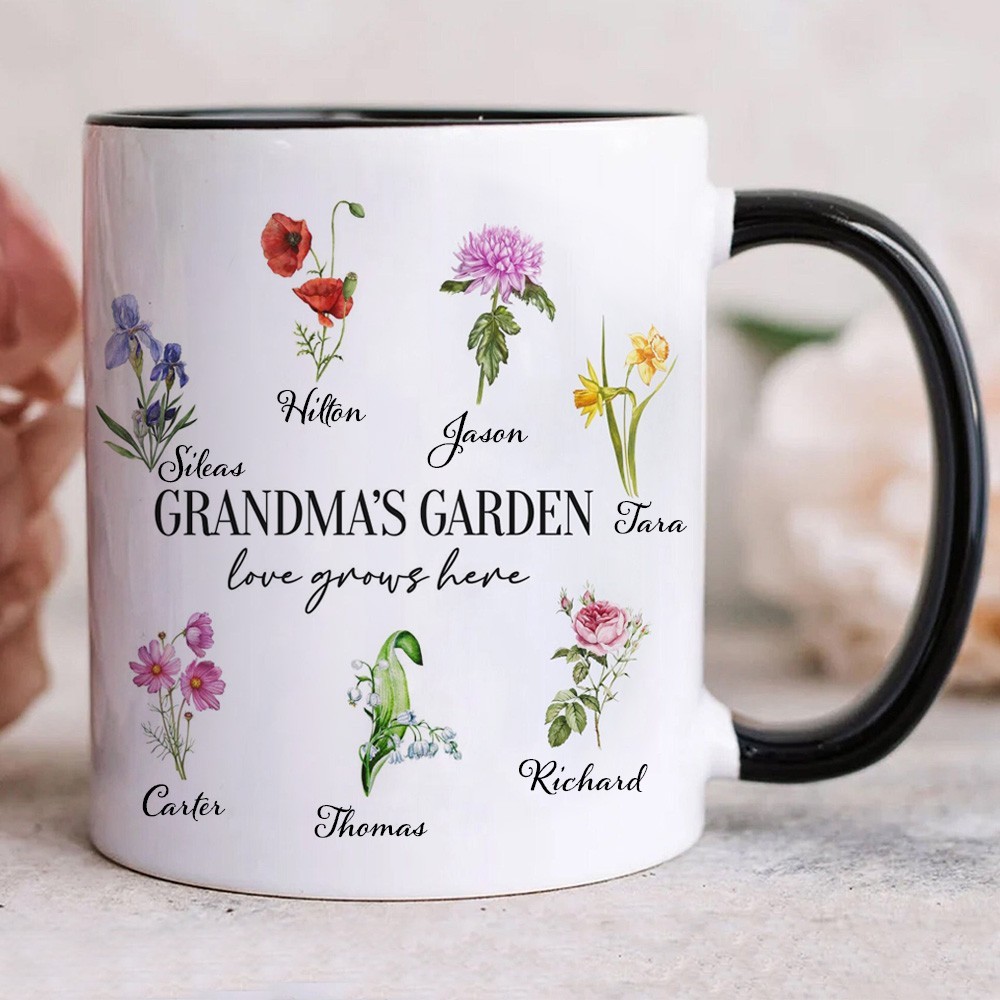 Personalized Birth Flower Grandma's Garden Mug