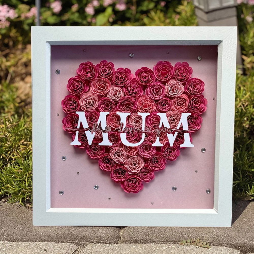 Personalized Flower Shadow Box with Kids Names for Mom