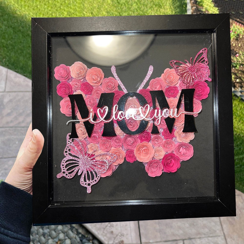 Personalized Butterfly Shaped Flower Shadow Box 