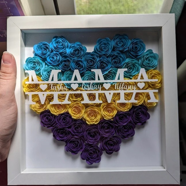 Personalized Heart Flower Shadow Box for Nana