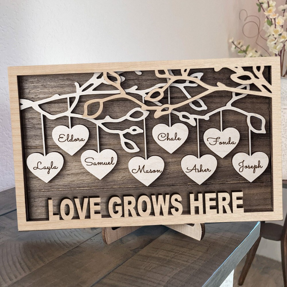 Personalized Love Grows Here Family Tree Name Sign