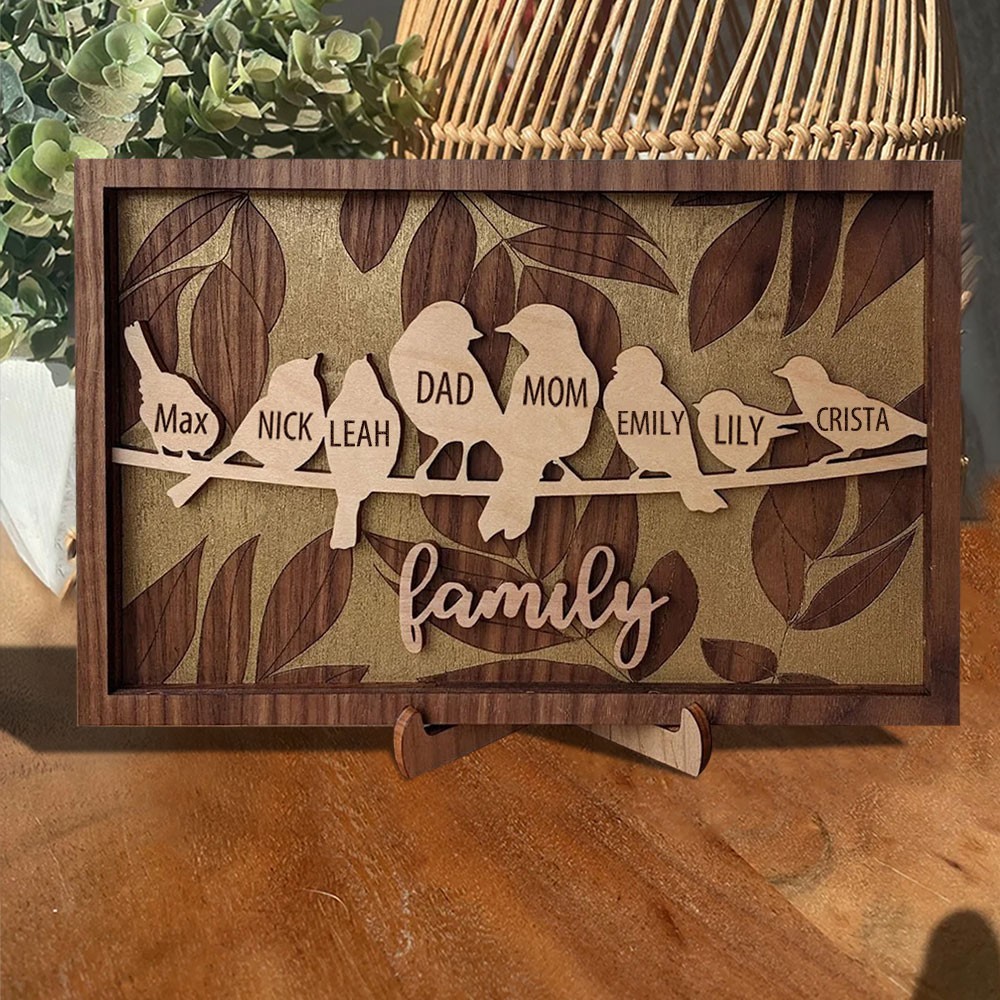 Personalized Family Bird Sign with Kids Names for Her