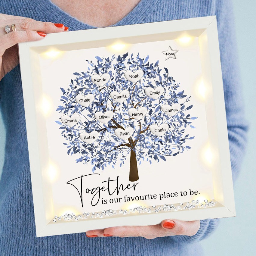 Personalized Light Up Family Tree Frame Keepsake for Grandma