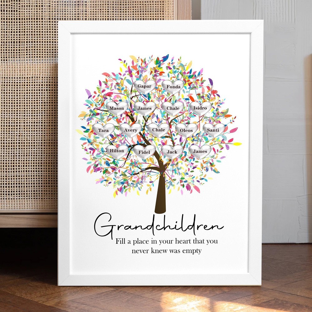 Personalized Family Tree Frame with Grandchildren Names