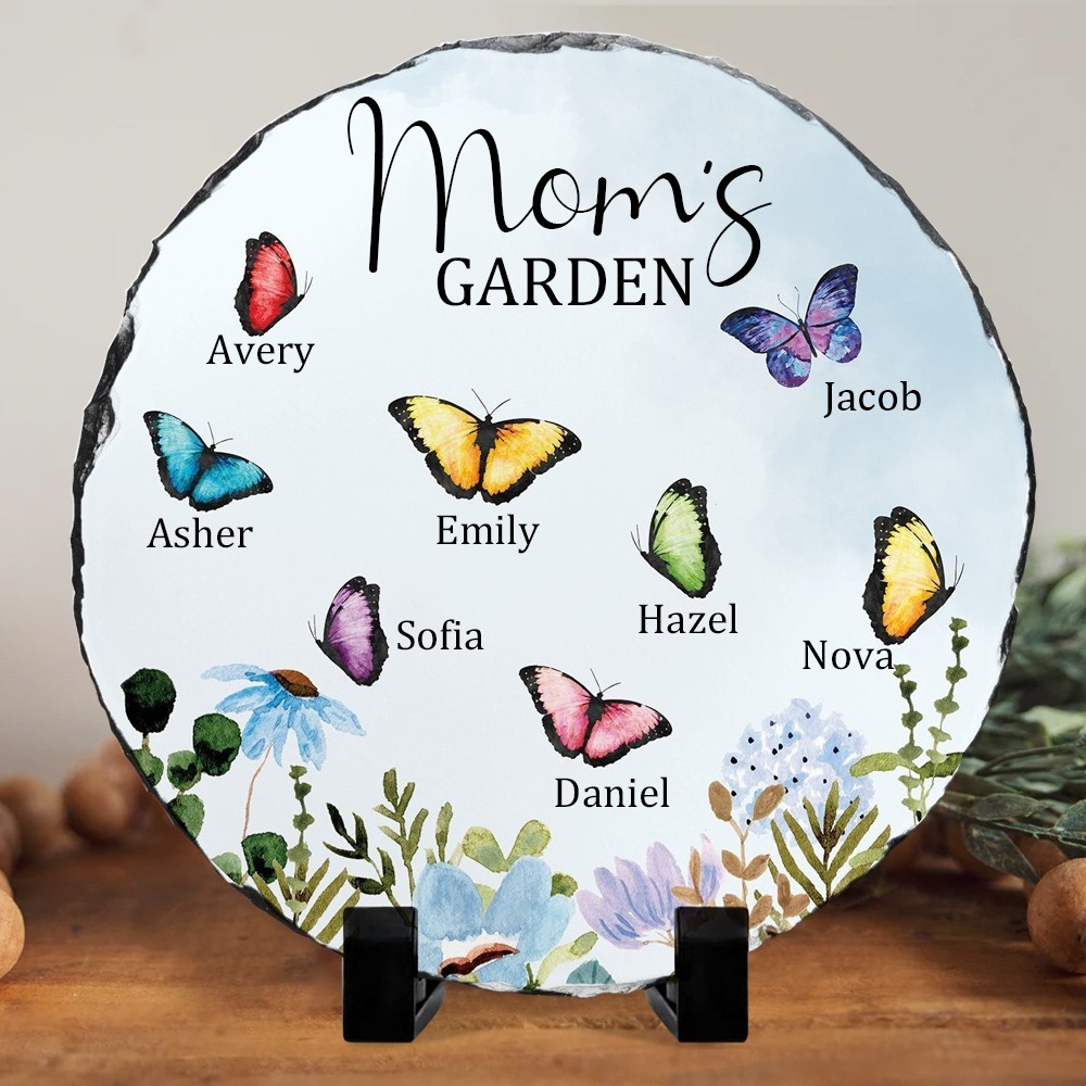 Personalized Butterflies Art Plaque with with Kids Names for Grandma