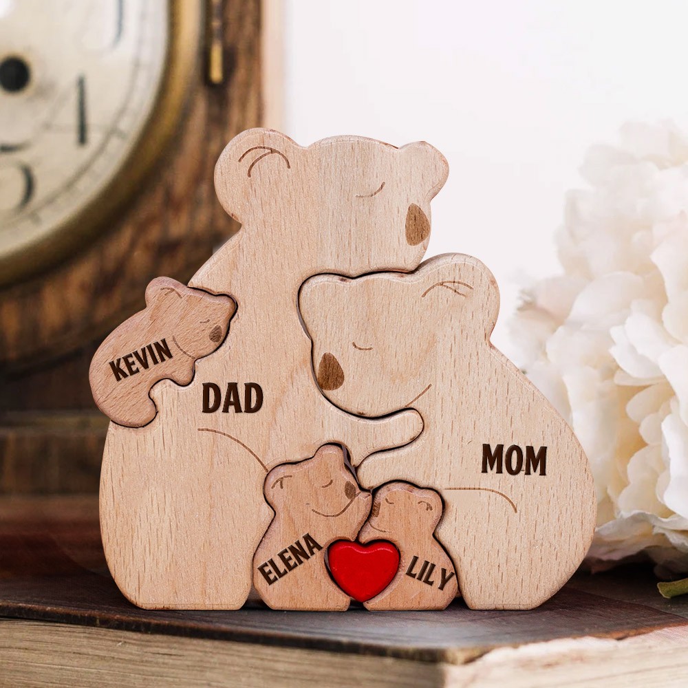 Personalized Wooden Koala Family Names Puzzle Keepsake Gift