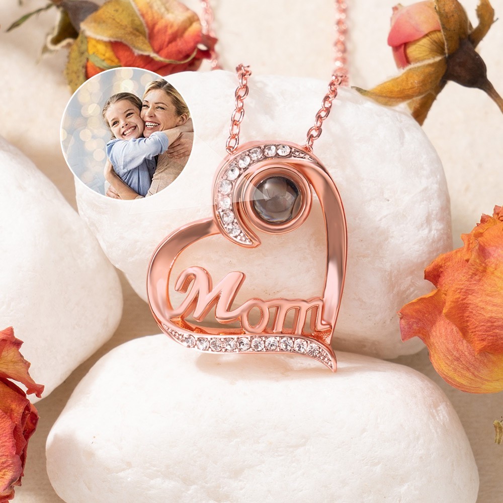 Personalized Mom Photo Projection Charm Necklace