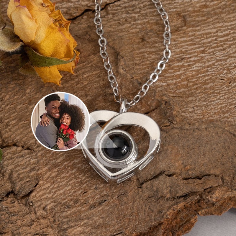 Personalized Heart Shape Charm with Picture Inside for Her