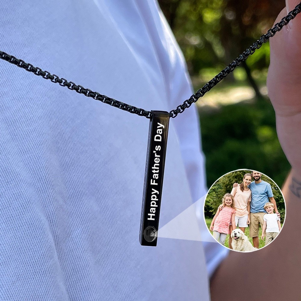 Personalized Best Dad in The World Projection Necklace Father's Day Gift