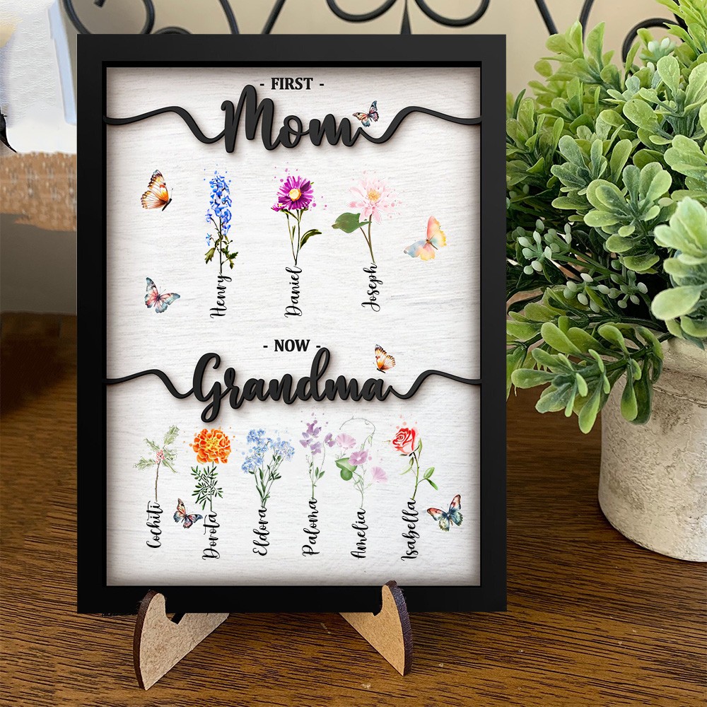 Personalized Birth Month Flowers Frame with Names for Her