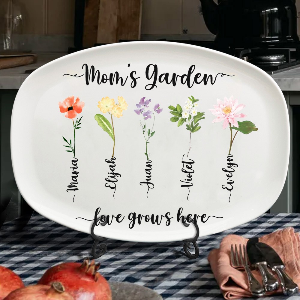 Personalized Mom's Garden Birth Flower Platter