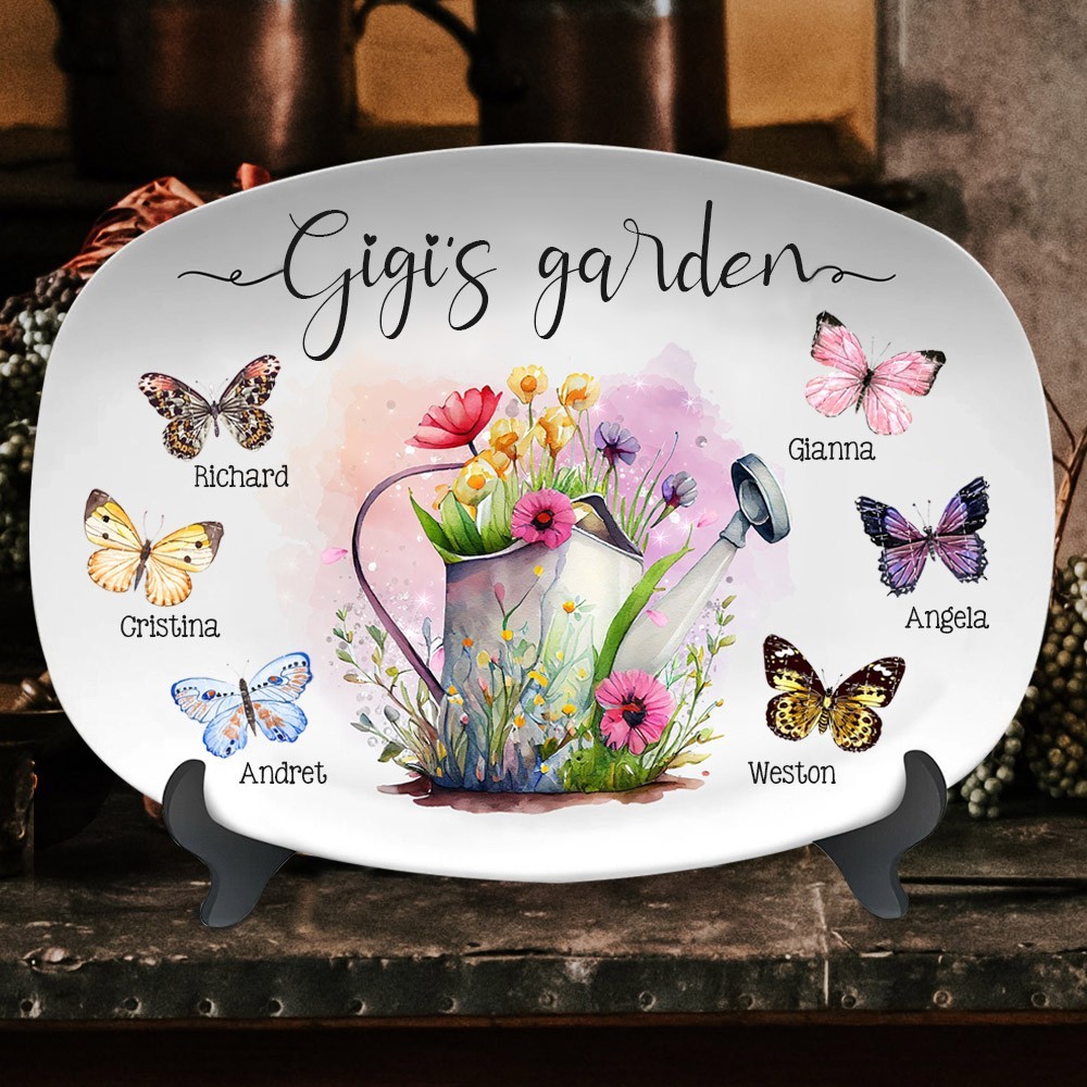 Personalized Gigi's Garden Butterfly Platter with Names