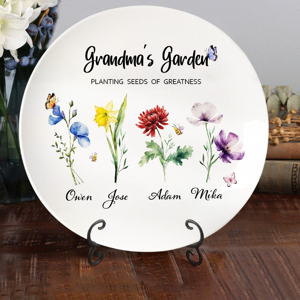 Personalized "Planting seeds of Greatness" Birth Flower Platter