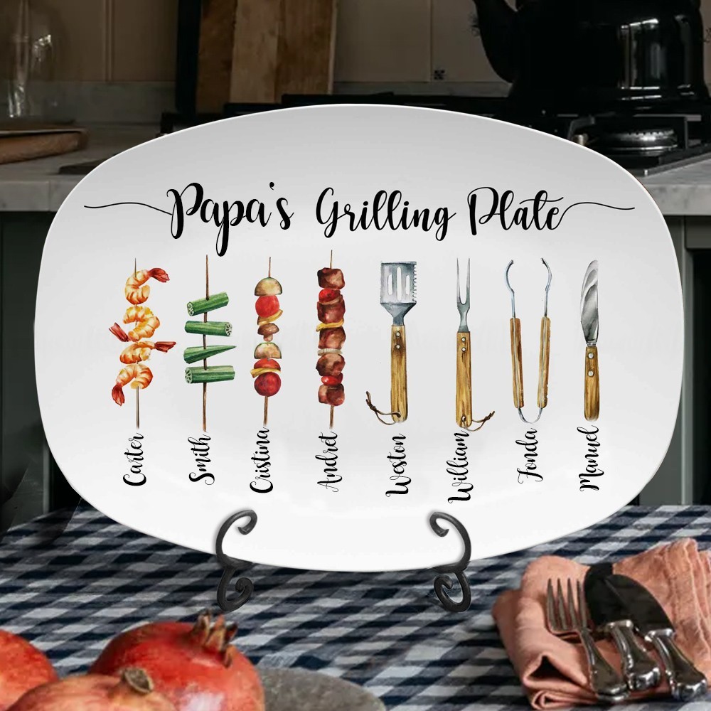 Personalized Papa's Grilling Plate for Dad Father's Day Gift